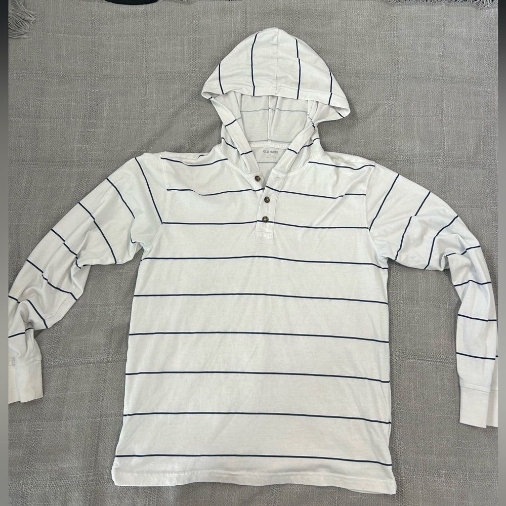 Stripped Old Navy White Shirt with Blue Stripes